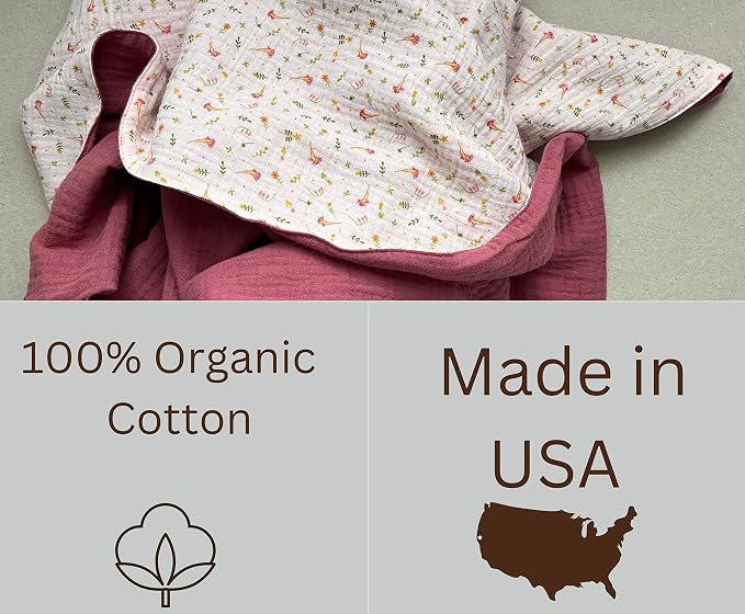 Leyl&Ari Muslin Toddler Quilt | Newborn Essentials | Floral Baby Blanket | Made in USA (Wildflowers/Rose)