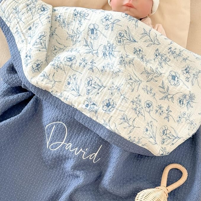 Mouliss Personalized Baby Blanket with Name ??Handmade 100% Organic Cotton Newborn Gift | Custom Knit Blanket for Boys, Girls, Kids & Baby Showers