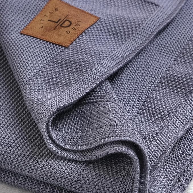 Dua 100% Tencel Baby Blanket 30x40 in, Grey Blue, Oeko-Tex Certified, Silky Soft Knit, Thermal-Regulating Swaddle and Receiving Blanket for Newborns