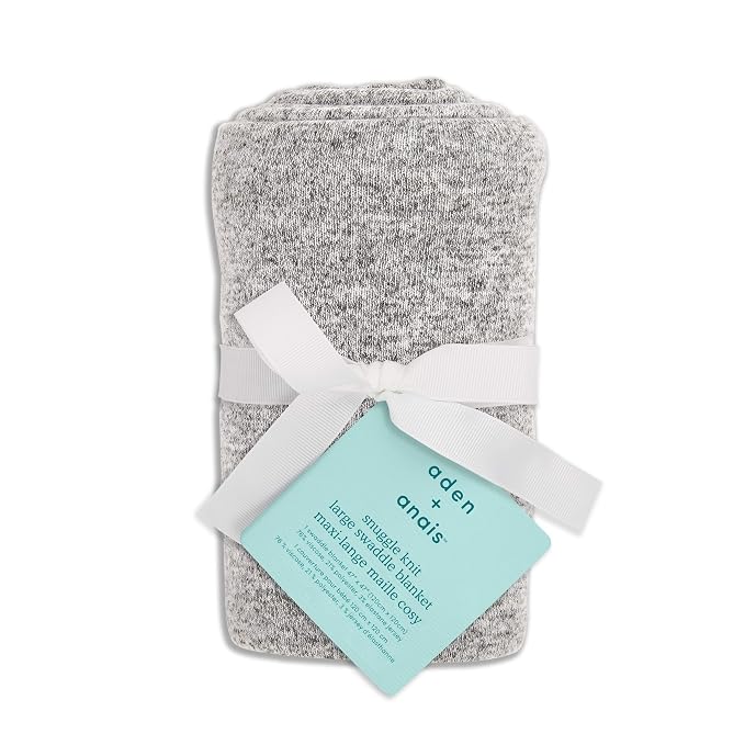 aden + anais Snuggle Knit Baby Swaddle Blanket for Newborn Girl and Boy, Versatile Stroller Cover, Burp Cloth, Nursing Shield, 47 x 47 Inch, Heather Grey
