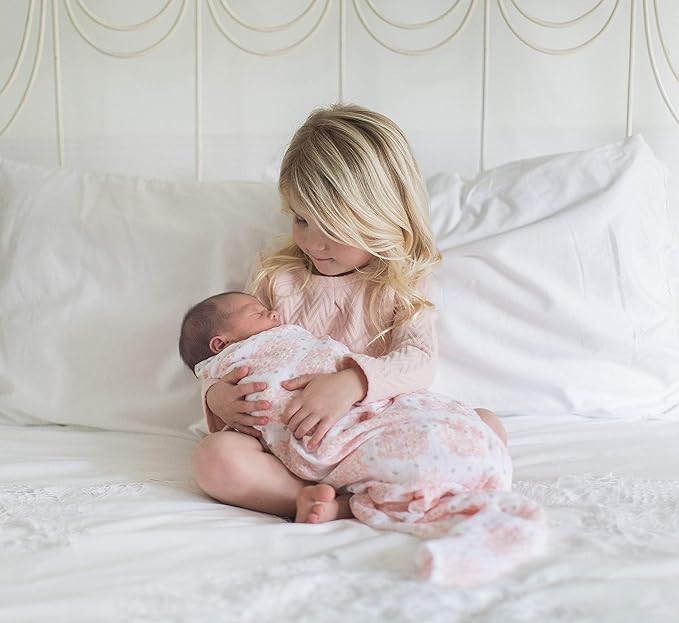 SwaddleDesigns Cotton Muslin Swaddle Blankets, Set of 4, Receiving Blankets for Baby Boys & Girls, Best Shower Gift, 46x46 inches, Heavenly Floral