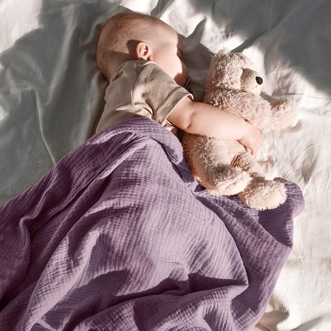 Dreamology Muslin Swaddle Blankets for Newborn,2 Pack,Cotton Blankets for Boys,Girls,100% Cotton,Soft and Breathable Baby Receiving Blankets Baby Boy,Girl, 44x44 Swaddle Blanket | Purple and Pink