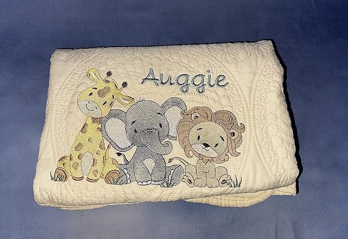 Personalized Baby Blankets Baby Quilt Monogrammed Blankets for Kids Baby Blankets for Girls Embroidered Baby Gifts Soft for Toddler boy or Girl (Animals)