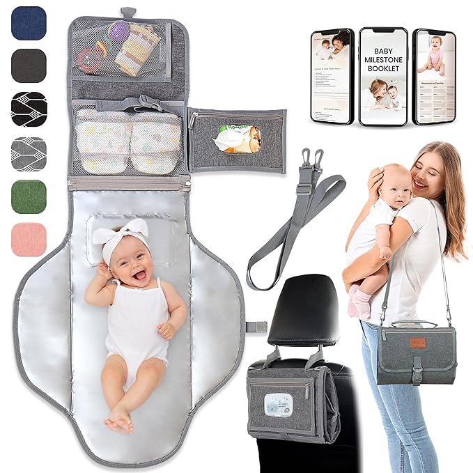 Portable Changing Pad for Baby ??Soft, Comfortable Portable Diaper Changing Pad with Wipes Pockets, Waterproof and Easy to Clean ??Baby Registry Search, new born baby essentials must haves, baby stuff
