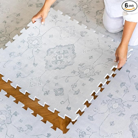 Lillefolk Baby Play Mat for Floor – 4x6ft Vintage Gray | Soft Non Toxic Premium EVA Foam Tiles for Tummy Time, Crawling & Playroom – Waterproof Interlocking Floor Mat for Babies & Toddlers (6 Tiles)
