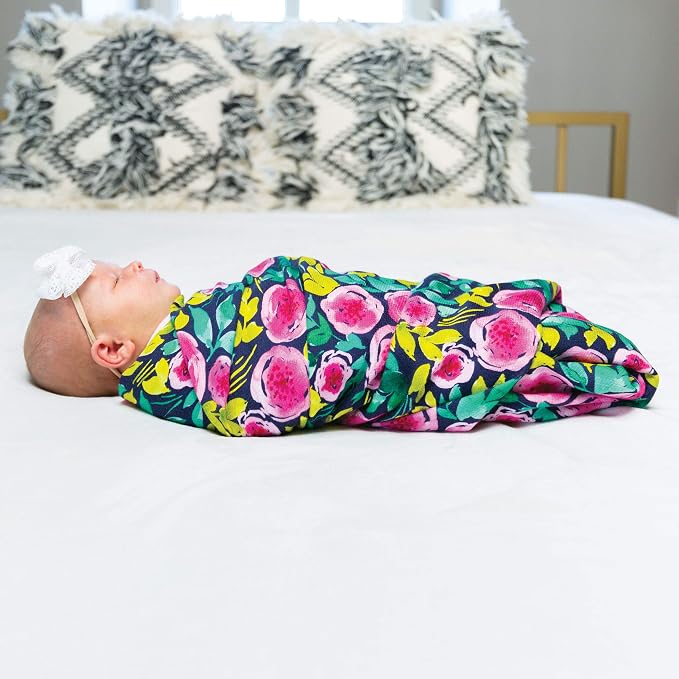 Tiny Twinkle Kaffle Swaddle Blanket - Southwest - Soft and Silky Baby Blanket to wrap Newborns, Large 47 x 47 Size(Painted Peony)