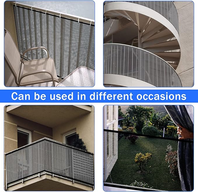 Baby Gate for Stairs, Banister Guard for Kids, Pets, Toys, 21.6ft L x 2.66 ft H, Mesh Netting Safety Net for Balcony Rail Stair, Stairway Net Baby Safety Products for Indoor & Outdoor (Black)