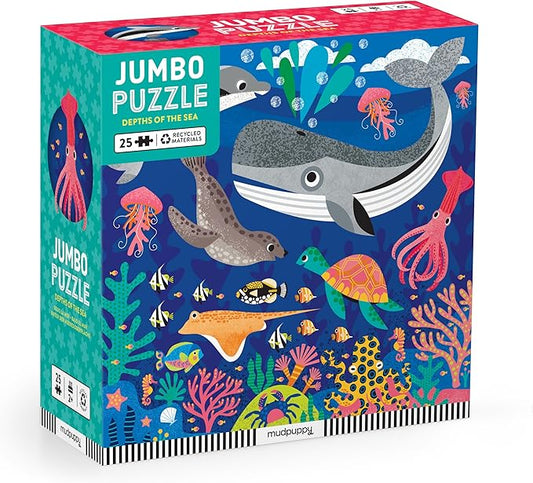 Mudpuppy Depths of The Sea - Jumbo 25 Piece Jigsaw Floor Puzzle Featuring Whales, Dolphins, and More!, Flower