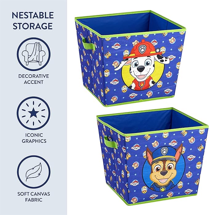Paw Patrol 4-Piece Kids Storage Set with Pop-Up Hamper, Collapsible Toy Trunk & 2 Nestable Bins, Bedroom & Playroom Organizer