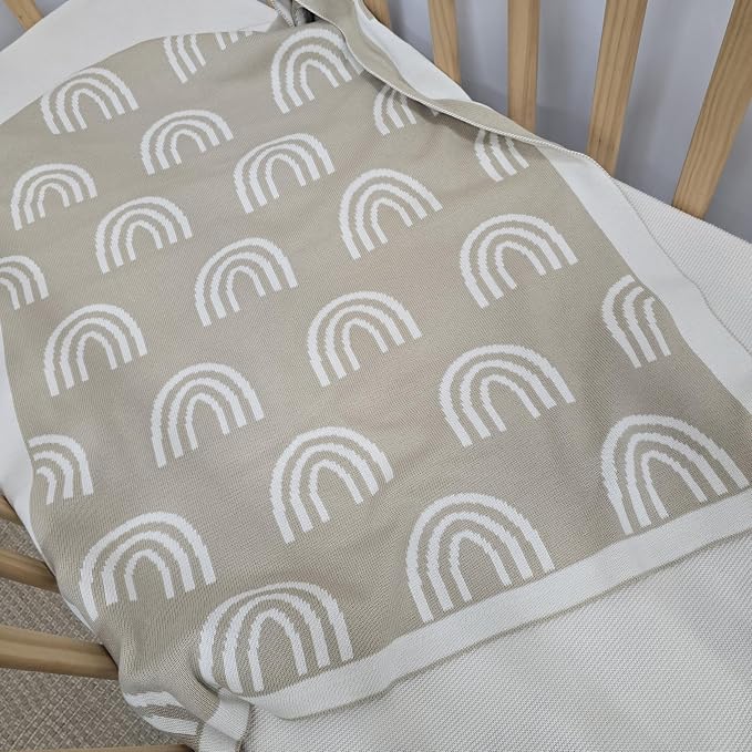 The Rainbow Blanket - 100% Organic Cotton Baby Blanket, American Made, 30x40in - Bassinet, Crib, Stroller - Gift Registry Baby Shower for Newborns and Kids