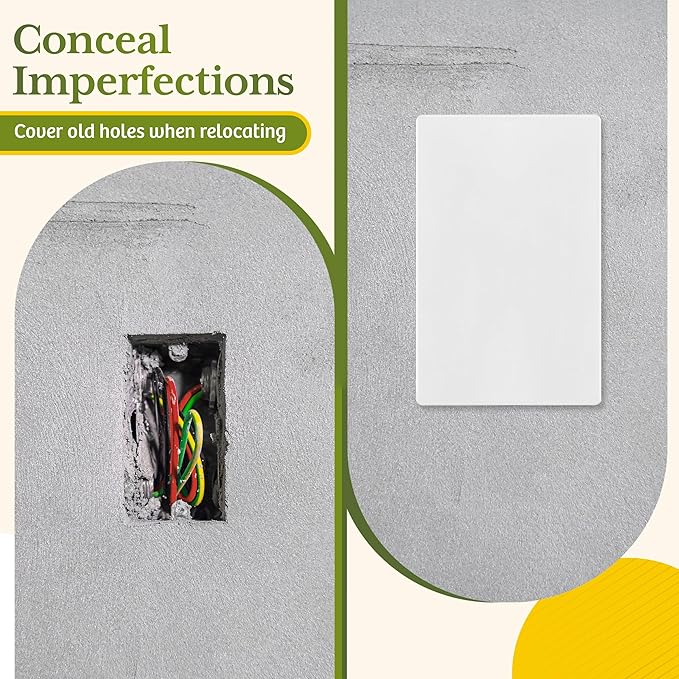 TG Screwless Blank Wall Plate, Child Safe Blank Device Outlet Cover, Standard Size, 1-Gang 4.68" x 2.93", Polycarbonate Thermoplastic, UL Listed, SP-B1-W, Glossy, White, 20 Pack