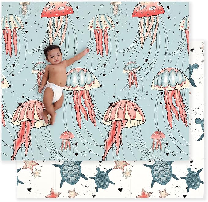 JumpOff Jo Foldable Foam Play Mat ??Large Waterproof Baby & Toddler Activity Floor Mat, Double-Sided 70 x 59 Inch Play Surface
