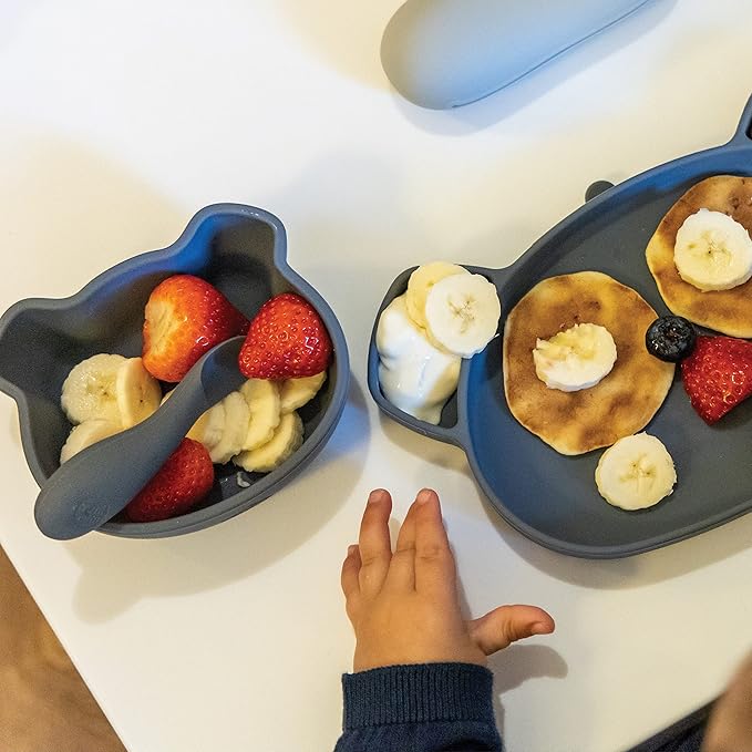 TUM TUM Suction Bowl For Baby, Toddler Bowl With Lid & Spoon, For Babies & Toddlers 6 Months+, BPA Free Silicone Baby Feeding Set, Microwave/Dishwasher/Freezer Safe, Kev Koala, Grey