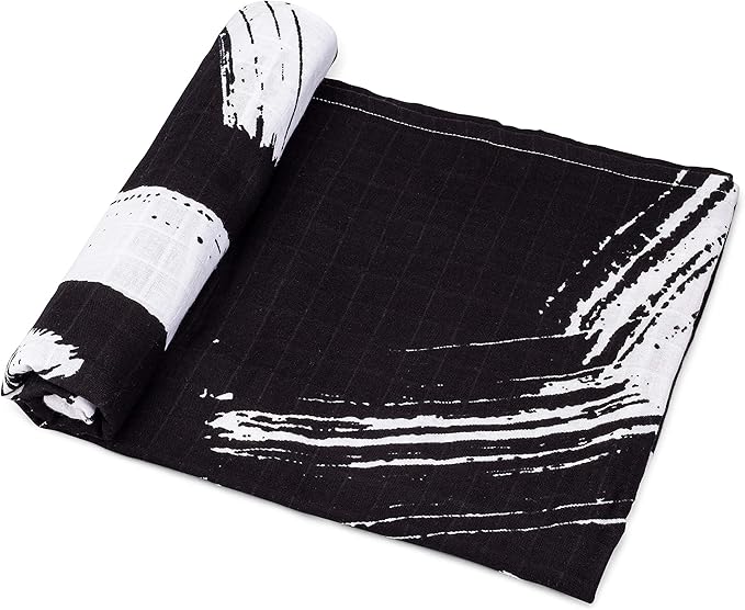 Goobie Baby Organic Muslin Swaddle Blanket, 100% Certified Organic Cotton, Ultra Soft & Breathable, Oversized 47 X 47 Inches for Easy Swaddling, Multi-Use Blanket for Nursing & More (Brush Stroke)