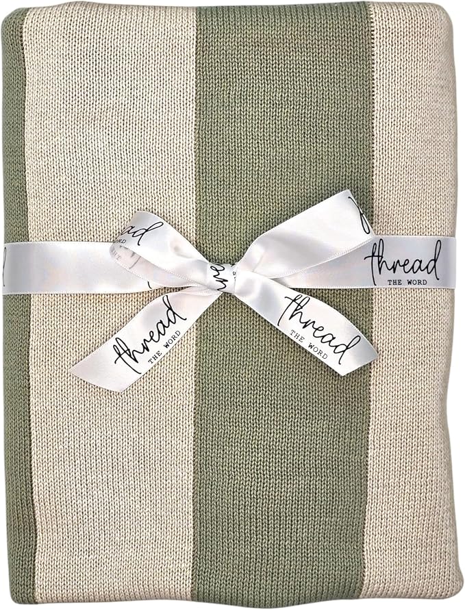The Heritage Stripe Blanket - 100% Organic Cotton Baby Blanket, American Made, 30x40in - Bassinet, Crib, Stroller - Gift Registry Baby Shower for Newborns and Kids
