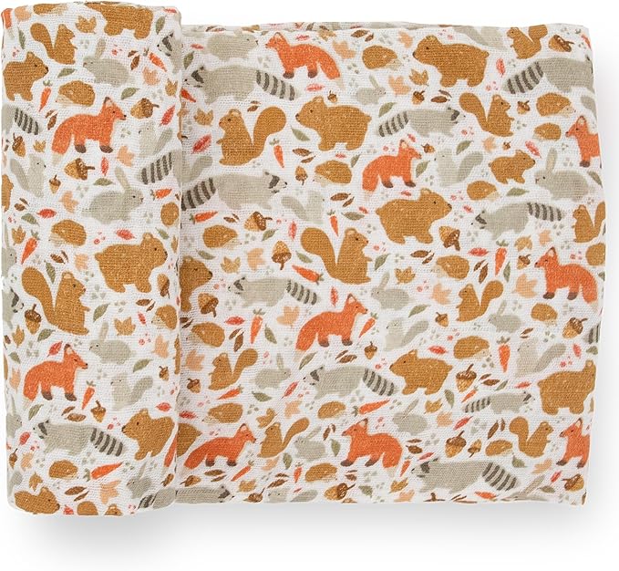 Little Unicorn Premium Cotton Swaddle Baby Blanket | Breathable Fabric | for swaddling, Play, Nursing & More (Fall Friends)