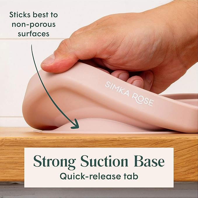 Simka Rose Baby Suction Plates for Baby & Toddler Plates Silicone Plate Baby Baby Dishes- BPA Free Silicone Divided Design Microwave & Dishwasher Safe - Baby Led Weaning Supplies Utensils (Pack of 1)