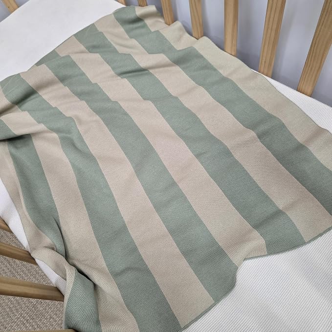 The Heritage Stripe Blanket - 100% Organic Cotton Baby Blanket, American Made, 30x40in - Bassinet, Crib, Stroller - Gift Registry Baby Shower for Newborns and Kids