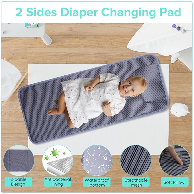 ZRSUN Baby Diaper Bag Backpack,Baby Shower Gifts, Multifunctional Travel Diaper Bag, Gifts for Mom with Portable Diaper Pad (Black)