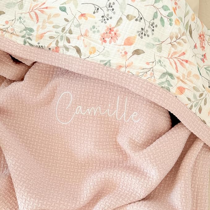 Mouliss Personalized Baby Blanket with Name ??Handmade 100% Organic Cotton Newborn Gift | Custom Knit Blanket for Boys, Girls, Kids & Baby Showers