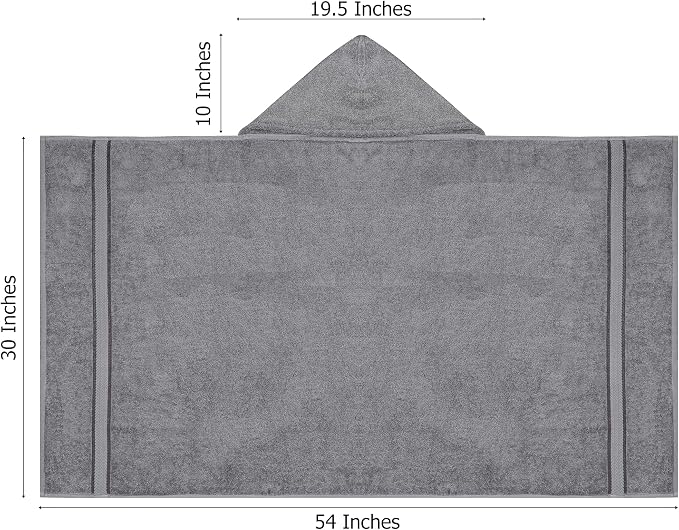 ORIGINAL KIDS Hooded Bath Towel Wrap - 2 Pack - Ultra Soft 100% Cotton Terry Large Oversized Hooded Kids Towel - Shower Pool Beach - 579 GSM Absorbent Quick Dry Plush Gift - 30 x 54 - Charcoal