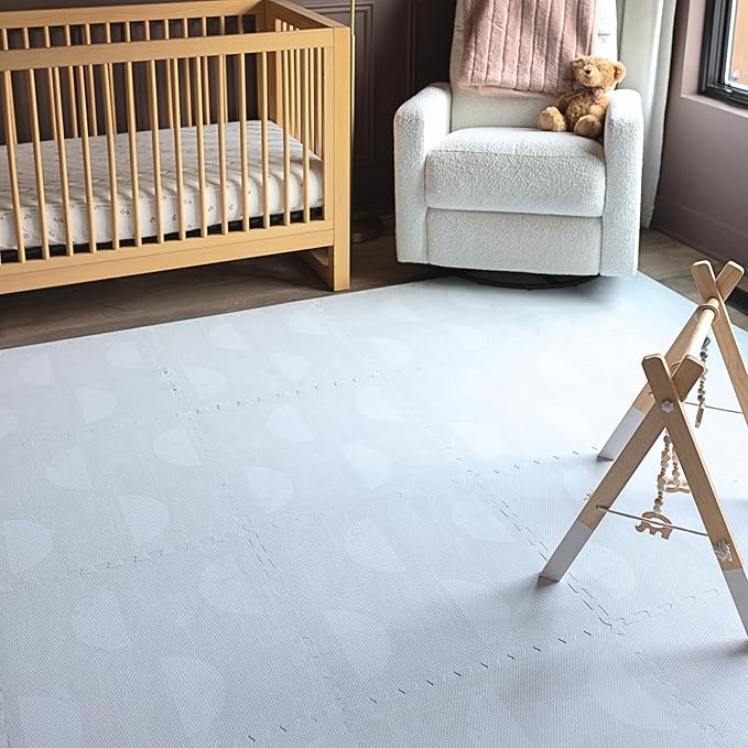 Little Landings Baby Play Mat for Floor - Aura Pearl (6x6ft) - Premium EVA Foam Play Mat for Babies & Toddlers (Ages 0-5+) Non-Toxic Playmat for Tummy Time, Crawling & Playroom - Stylish & Comfortable