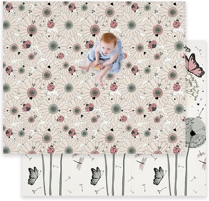 JumpOff Jo Foldable Foam Play Mat ??Large Waterproof Baby & Toddler Activity Floor Mat, Double-Sided 70 x 59 Inch Play Surface