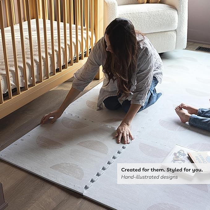Little Landings Baby Play Mat for Floor - Aura Oat (6x6ft) - Premium EVA Foam Play Mat for Babies & Toddlers (Ages 0-5+) Non-Toxic Playmat for Tummy Time, Crawling & Playroom - Stylish & Comfortable