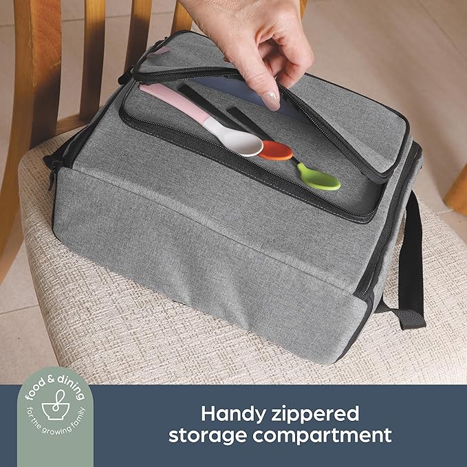 Dreambaby Grab ?˜N Go Travel Booster Seat ??Portable Toddler High Chair for Dining (6M-3Y) with Storage & Shoulder Strap