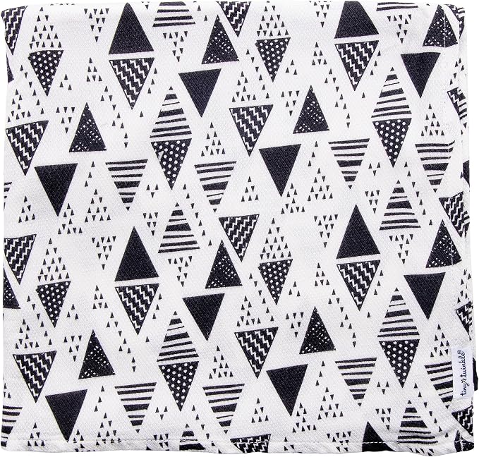 Tiny Twinkle Kaffle Swaddle Blanket 2-Pack - Soft and Silky Baby Blanket to Wrap and Swaddle Newborns, Sized 47 x 47(Black, White)