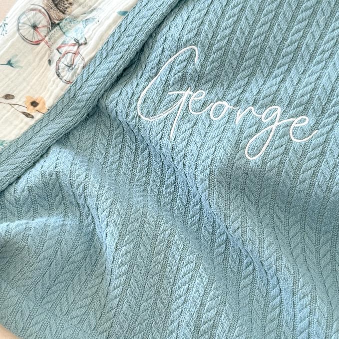 Mouliss Personalized Baby Blanket with Name ??Handmade 100% Organic Cotton Newborn Gift | Custom Knit Blanket for Boys, Girls, Kids & Baby Showers