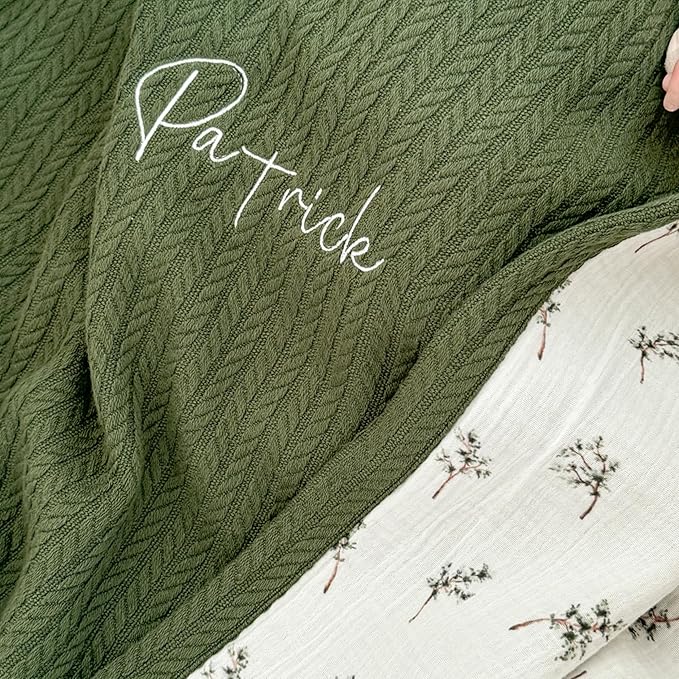Mouliss Personalized Baby Blanket with Name ??Handmade 100% Organic Cotton Newborn Gift | Custom Knit Blanket for Boys, Girls, Kids & Baby Showers