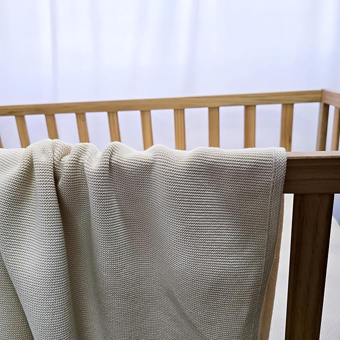 The Classic Blanket - 100% Organic Cotton Baby Blanket, American Made, 30x40in - Bassinet, Crib, Stroller - Gift Registry Baby Shower for Newborns and Kids (Cream)