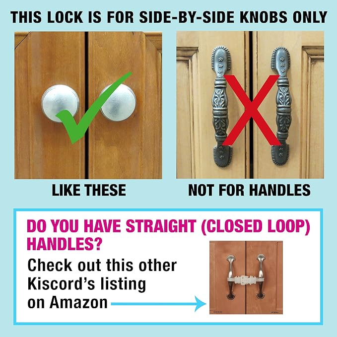 Baby Safety Cabinet Locks for Knobs Child Safety Cabinet Latches for Home Safety Strap for Baby Proofing Cabinets Kitchen Door Rv No Drill No Screw No Adhesive/Color White/ 5 Pack Ez-Twist