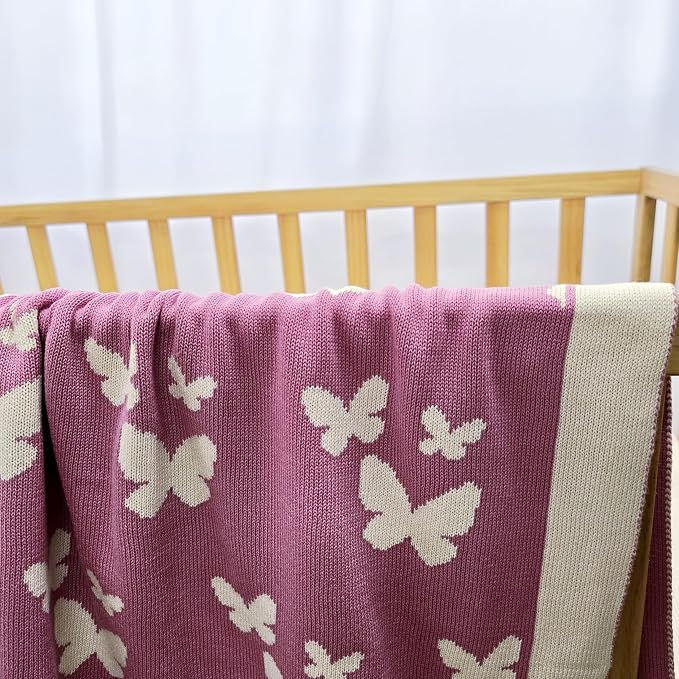 The Butterfly Blanket - 100% Organic Cotton Baby Blanket, American Made, 30x40in - Bassinet, Crib, Stroller - Gift Registry Baby Shower for Newborns and Kids
