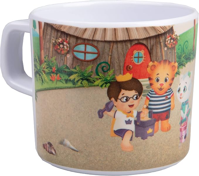 Daniel Tiger 5 Pc Mealtime Feeding Set for Kids and Toddlers - Includes Plate, Bowl, Cup, Fork and Spoon Utensil Flatware - Durable, Dishwasher Safe, BPA Free (Red)