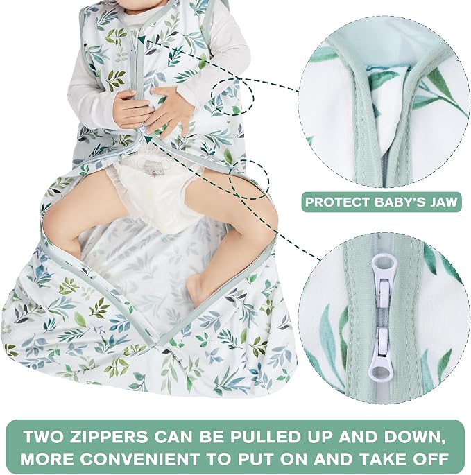 BSTOPPT Newborn Sleep Sack Baby Swaddle,TOG 0.5 Baby Wearable Blanket,Baby Sleeping Bag (Leaf&Clouds, 3-6 Months)