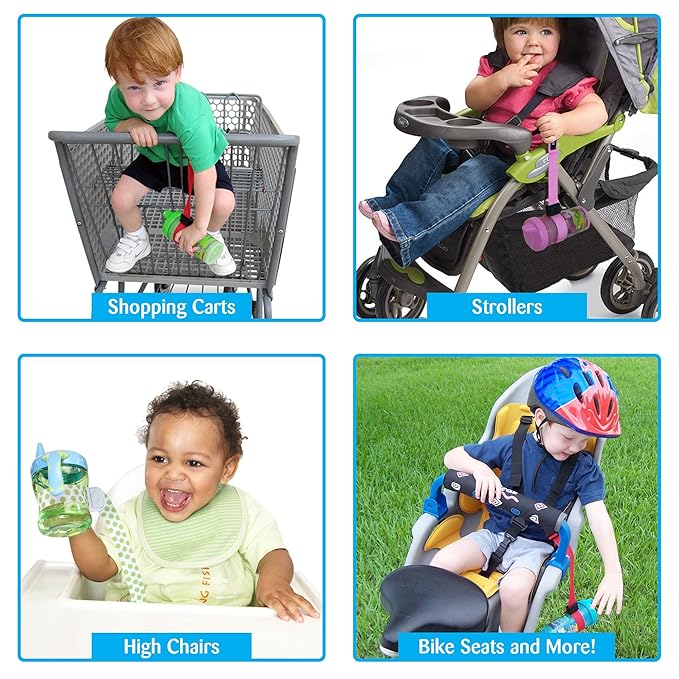 PBnJ Baby SippyPal Sippy Cup Holder Strap Leash Tether (Black 2-Pack)
