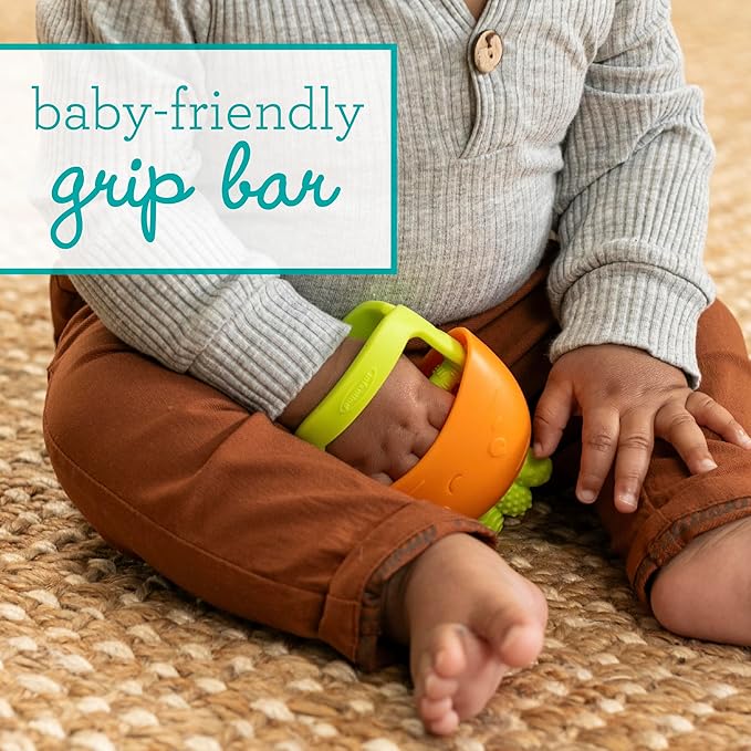 Infantino Handy Dandy Teething Mitt ??Soft Silicone Teether for Babies, Develops Grasping Skills, Easy to Clean, Orange Carrot