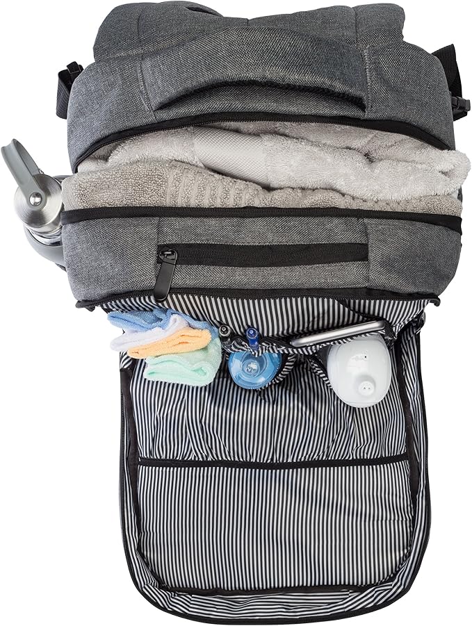 Diaper Bag Backpack - Multi-Function Waterproof Baby Nappy Bag - Stroller Straps - Large Capacity - Insulated Bottle Pockets - Changing Pad, Durable and Stylish, Grey