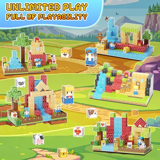150PCS Magnetic Blocks, Magnetic Building Blocks, 0.63in Magnetic Building, STEM Game Stacking Toys for Kids, Birthday Gifts for Boys and Girls Age 3+ Years Old