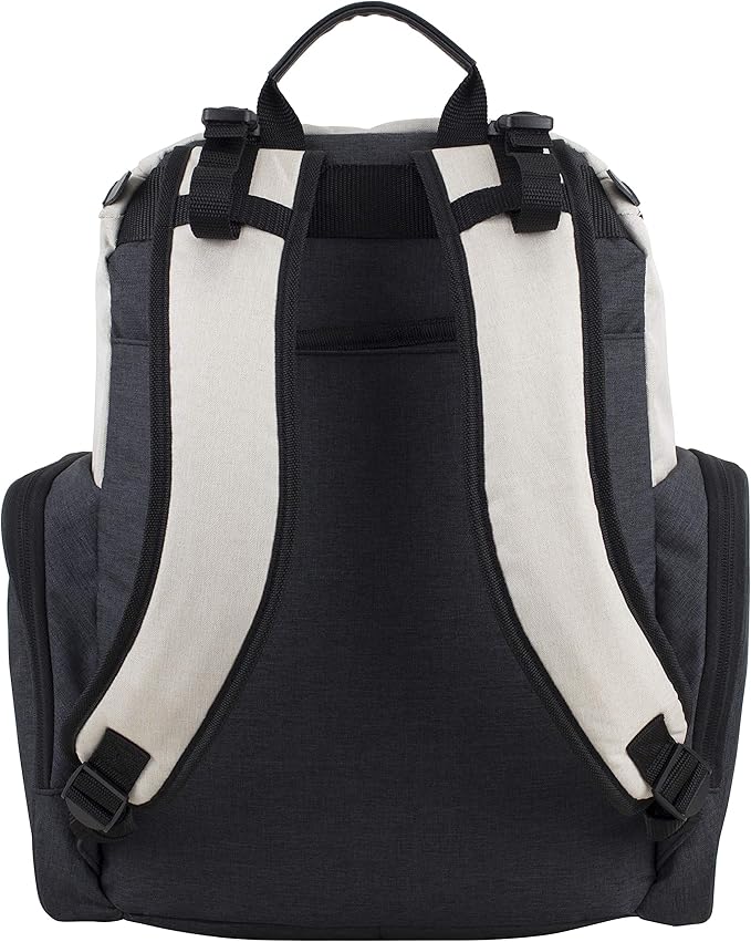BODHI Baby Tech Top Loader Diaper Bag Backpack with removable changing pad, Unisex, for Moms and Dads - Oatmeal/Black Combo Chambray