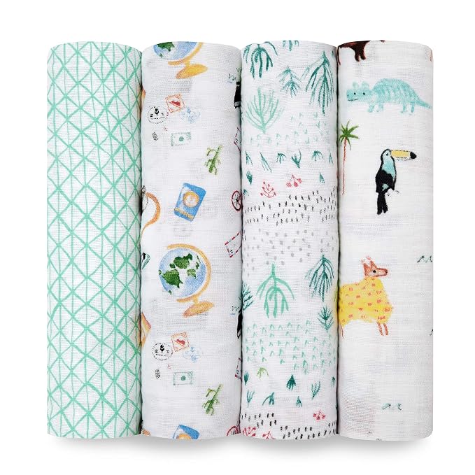 Aden + Anais 4-Pack Lightweight Cotton Swaddle Blankets