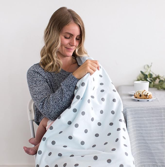 SwaddleDesigns Large Receiving Blanket, Ultimate Swaddle for Baby Boys, Softest US Cotton Flannel, Best Shower Gift, Made in USA, Sterling Mod Circles on Sunwashed Blue (Mom's Choice Award Winner)