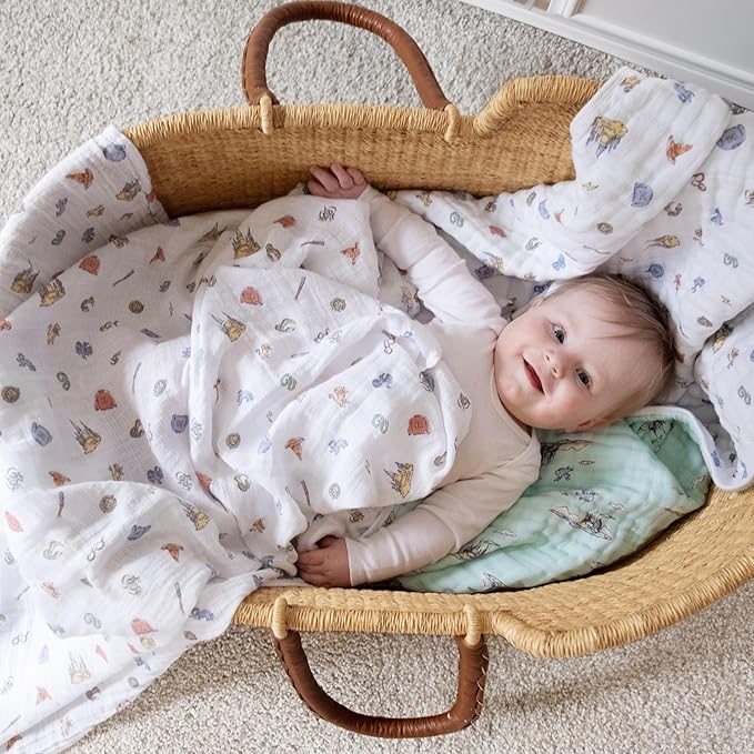 aden + anais Swaddle Blanket, Boutique Muslin Blankets for Girls & Boys, Baby Receiving Swaddles, Ideal Newborn & Infant Swaddling Set, Perfect Shower Gifts, 2 Pack, Hogwarts Essentials