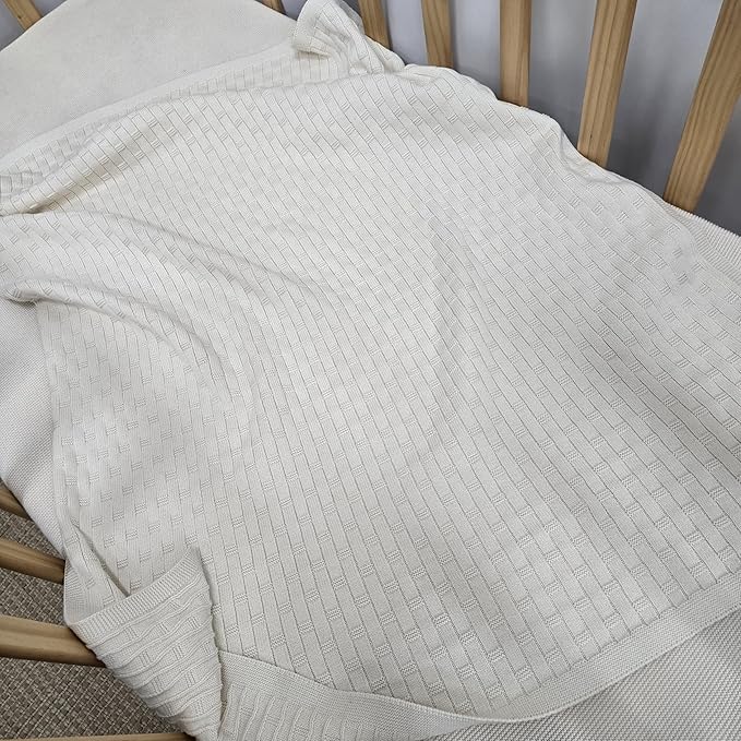 The Lattice Blanket - 100% Organic Cotton Baby Blanket, American Made, 30x40in - Bassinet, Crib, Stroller - Gift Registry Baby Shower for Newborns and Kids (Navy)