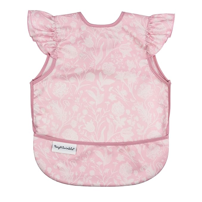 Tiny Twinkle Mess Proof Baby Bib for Girls | Waterproof Toddler Bib for Eating | Baby Apron for Feeding | Machine Washable | Perfect Shower Gift (Toile, 6??4M)