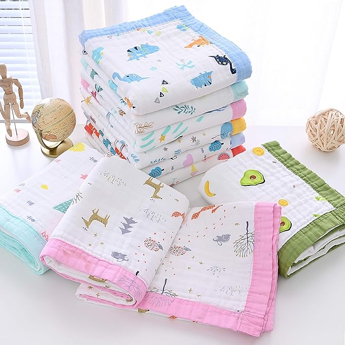 Jay & Ava Soft Cotton Muslin Blanket, 42' x 42', 4 Layers, Toddler & Baby Crib Blanket - Blue Star Space