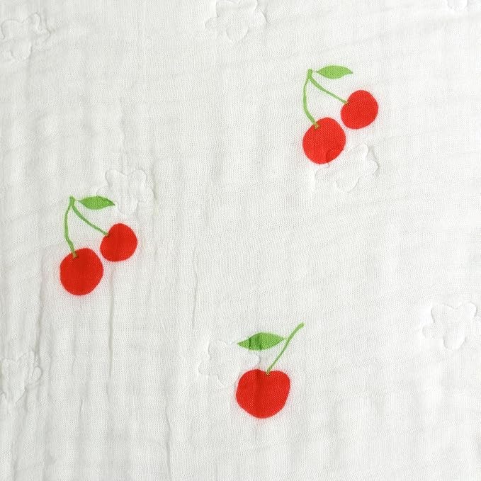 Ultra Soft 6-Layer 100% Cotton Muslin Baby Blanket 43"x43" Breathable Lightweight Swaddle Blankets for Boys and Girls Infant Toddlers Babies Newborn Birthday Gifts Cherry