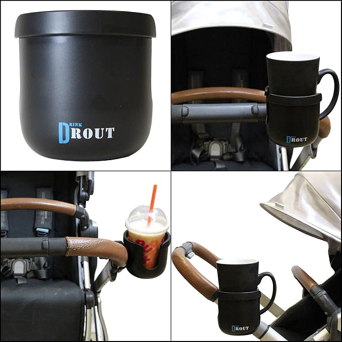 W4W Universal Stroller Cup Holder – Mega Strength Adjustable Clamp fits on Any Bike, Walker, Wheel Chair, Car – Large Adjustable Drink Holder fits Any Size Cup, Water Bottle, Can etc. (Pack of 2)